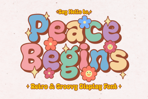 Peace Begins Font: A Retro Display Typeface for Handmade Brands